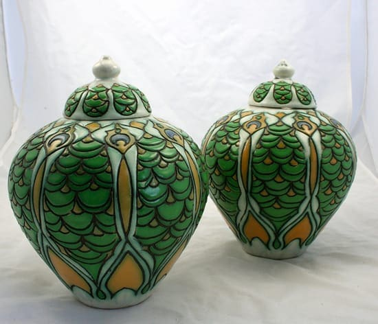 Distel, carduus-dekselvazen, voor 1920 (coll. Bert-Jan Baas)