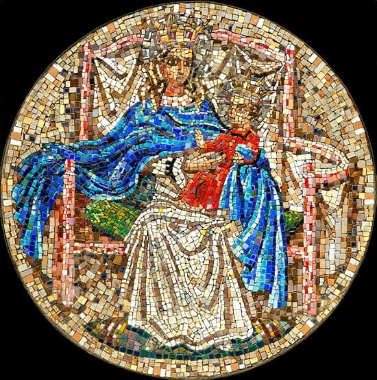 Goedewaagen, mozaïek, tondo in Byzantijnse stijl, ontwerp en uitvoering Lode Sengers (coll. Erven Aart Goedewaagen III)