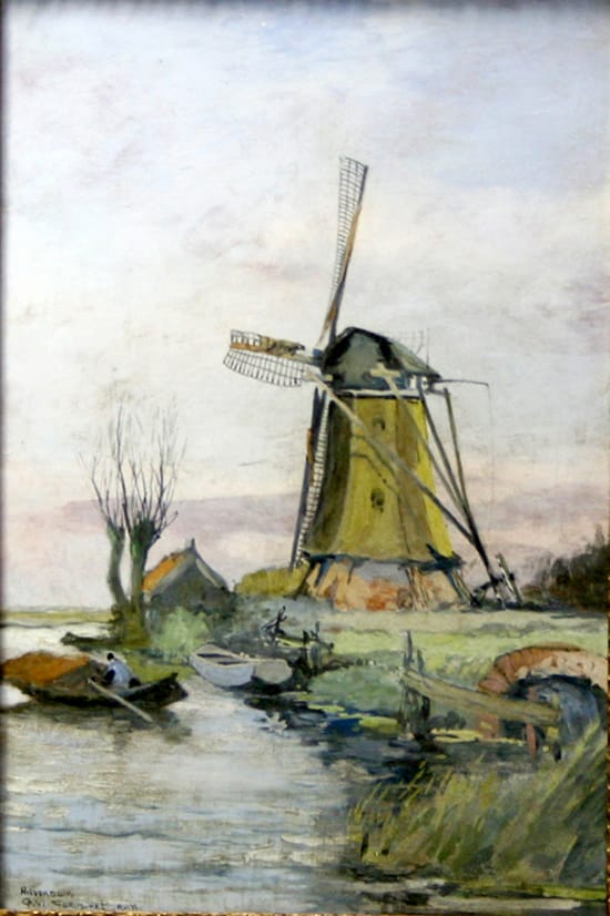 PBD, tegelplaat, decor Molengezicht, unicum Corns-de-Bruin, 1909 (coll. Bert-Jan Baas)