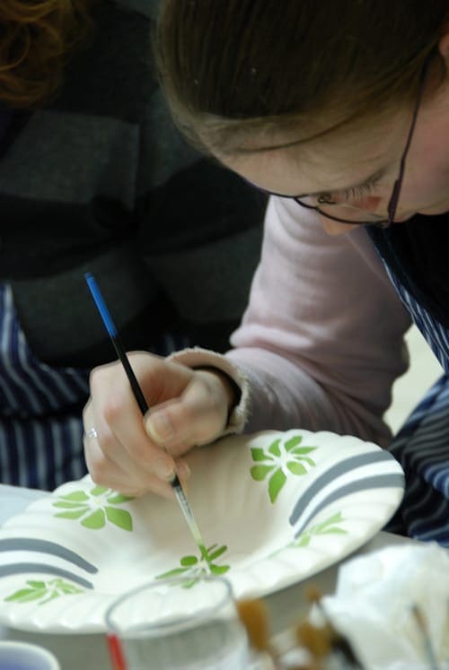 Leerlingen van de Groene School in Hoogeveen bij een schildersworkshop in januari 2008 - 01