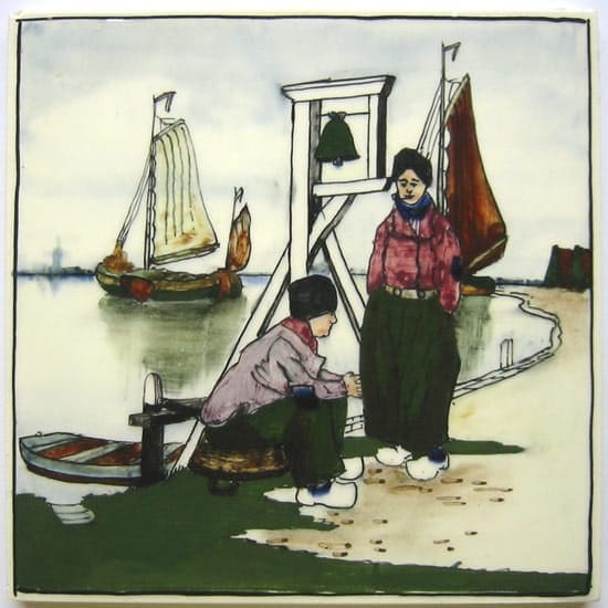 Potterij Rembrandt, Utrecht, streekdrachttegel, decor Volendam, 1906-1908 (coll. Bert-Jan Baas)