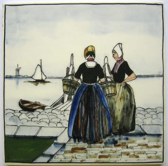 Potterij Rembrandt, Utrecht, streekdrachttegel, decor Walcheren, 1906-1908 (coll. Bert-Jan Baas)