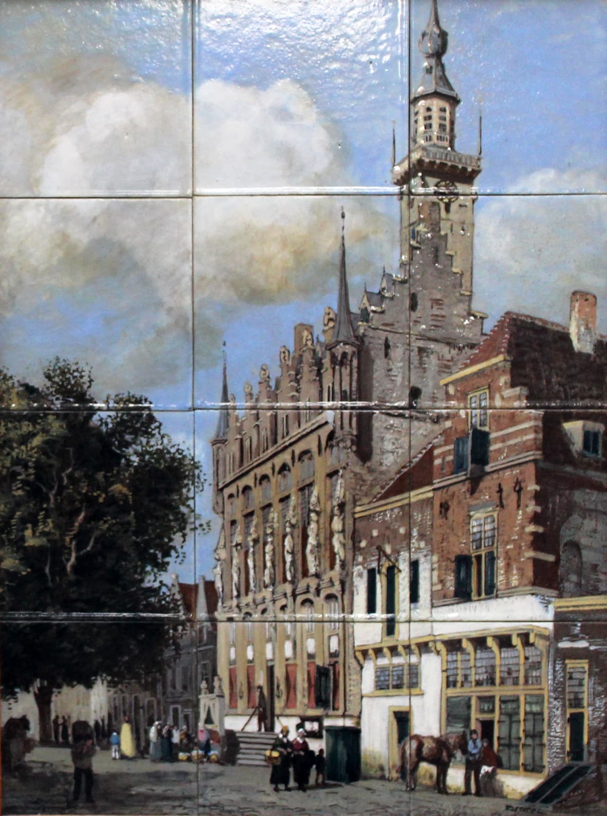 De Distel, tegeltableau van Stadhuis van Veere, ca 1910, naar olieverf van C. Springer (1861); bruikleen R. Atsma