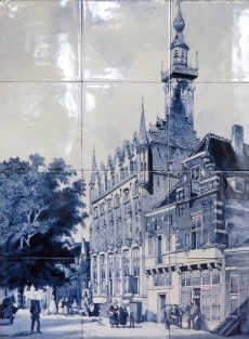 De Distel, tegeltableau in Delfts Blauwe versie, ca 1920, naar olieverf van C. Springer (1861); in collectie Kunsthandel Kramer, Amsterdam