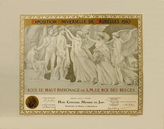 De Distel, diploma van Wereldtentoonstelling van Brussel in 1910 (coll. Meentwijck)