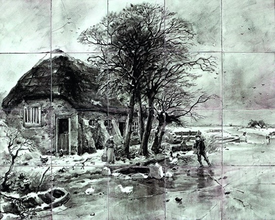 Rozenburg, tegeltableau, 'Wintertje', door Cornelis Koppenol en Daniël Harkink (coll. Meentwijck)